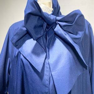 J. Peterman Blue Trench Coat with Bow